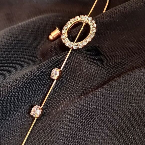 GOLD PLATED DIAMOND CIRCLE EAR WRAP CRAWLER HOOK EARRING - Picture 5 of 6